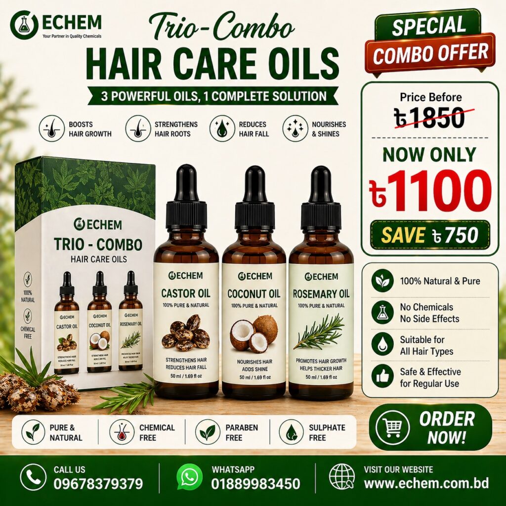 ECHEM Hair Care Oil Combo Castor Oil + Coconut Oil + Rosemary Oil - 30 ML